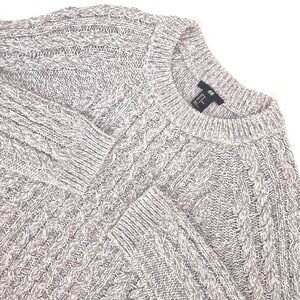 H&M Gray Marled Cable Knit Sweater Women M‎ Chunky Pullover Raglan Long Sleeve